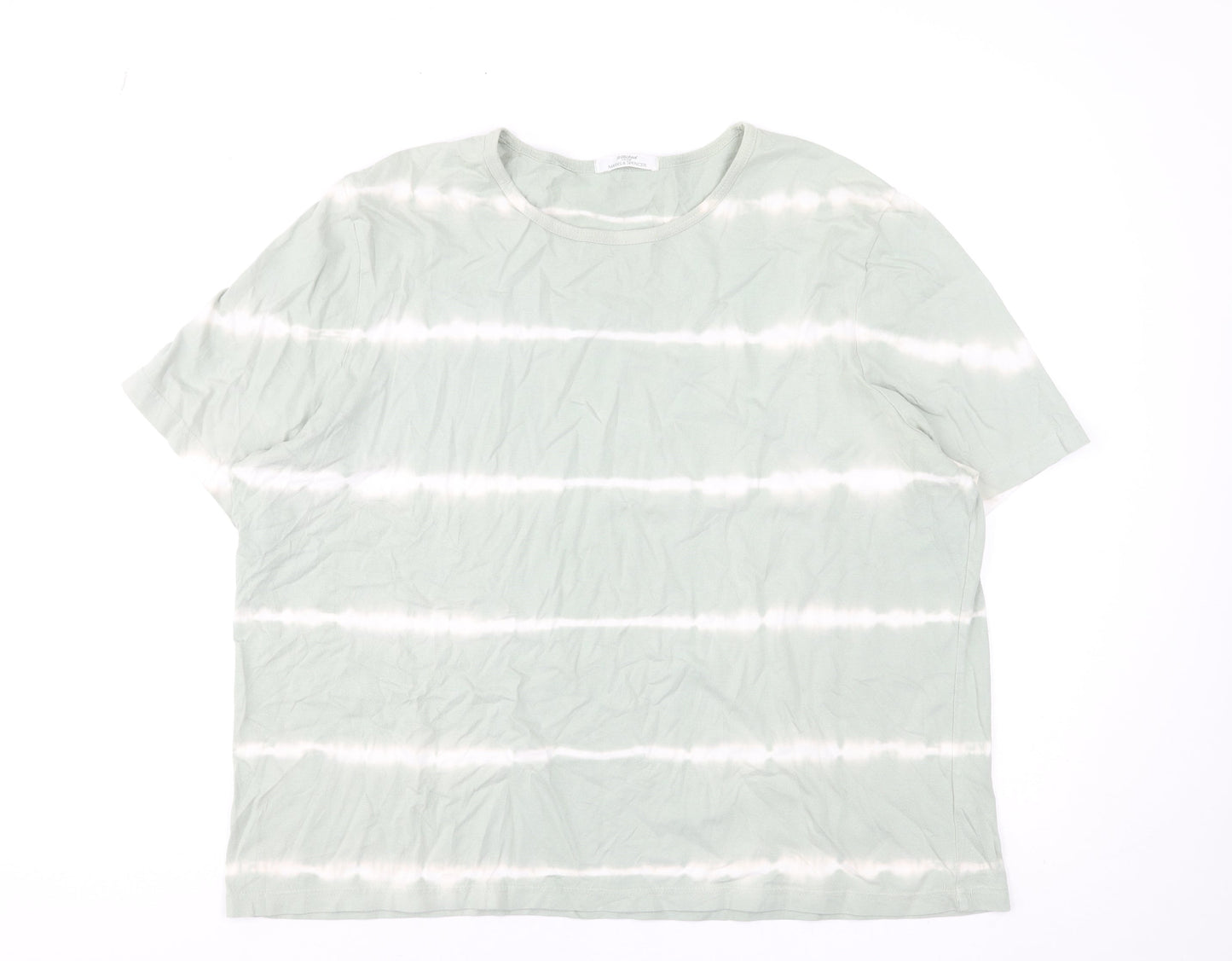 Marks & Spencer Women’s Green Striped Cotton T-Shirt UK 20