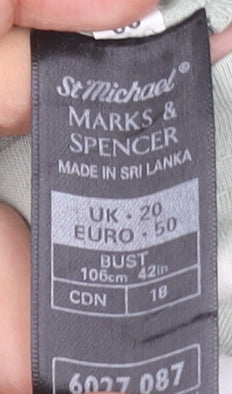 Marks & Spencer Women’s Green Striped Cotton T-Shirt UK 20