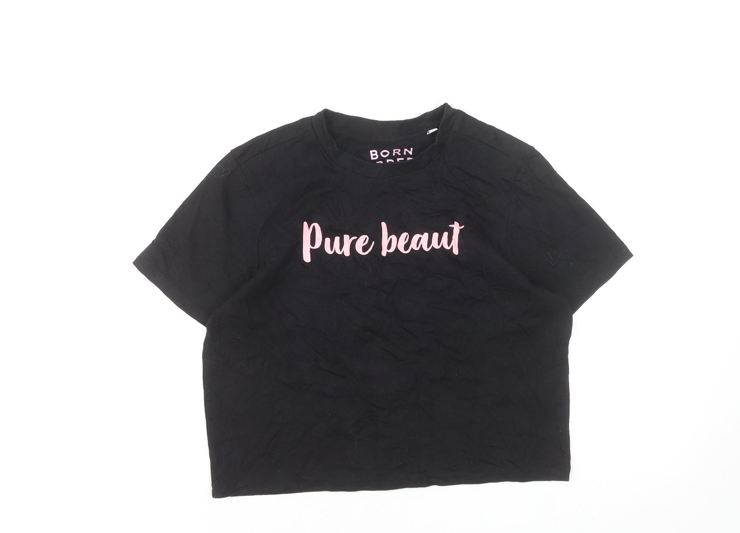 Born & Bred Womens Black Pure Beaut Cropped T-Shirt XS