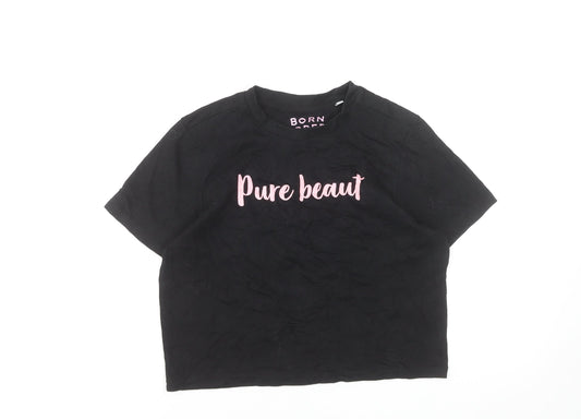 Born & Bred Womens Black Pure Beaut Cropped T-Shirt XS