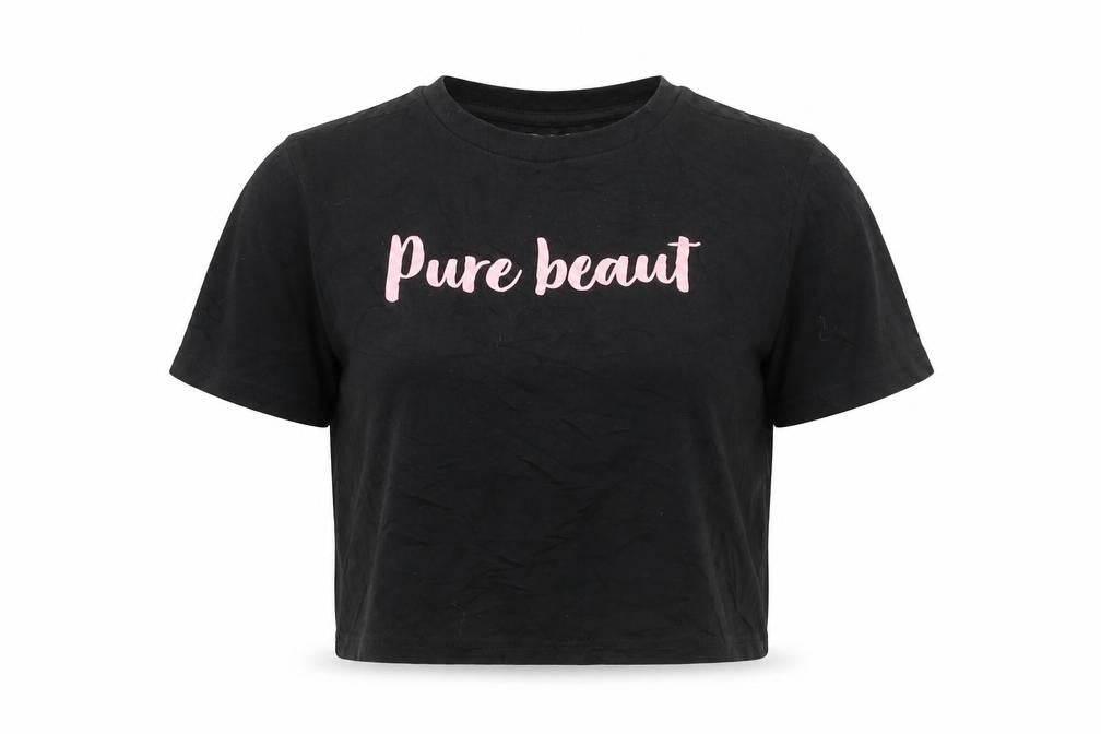 Born & Bred Womens Black Pure Beaut Cropped T-Shirt XS