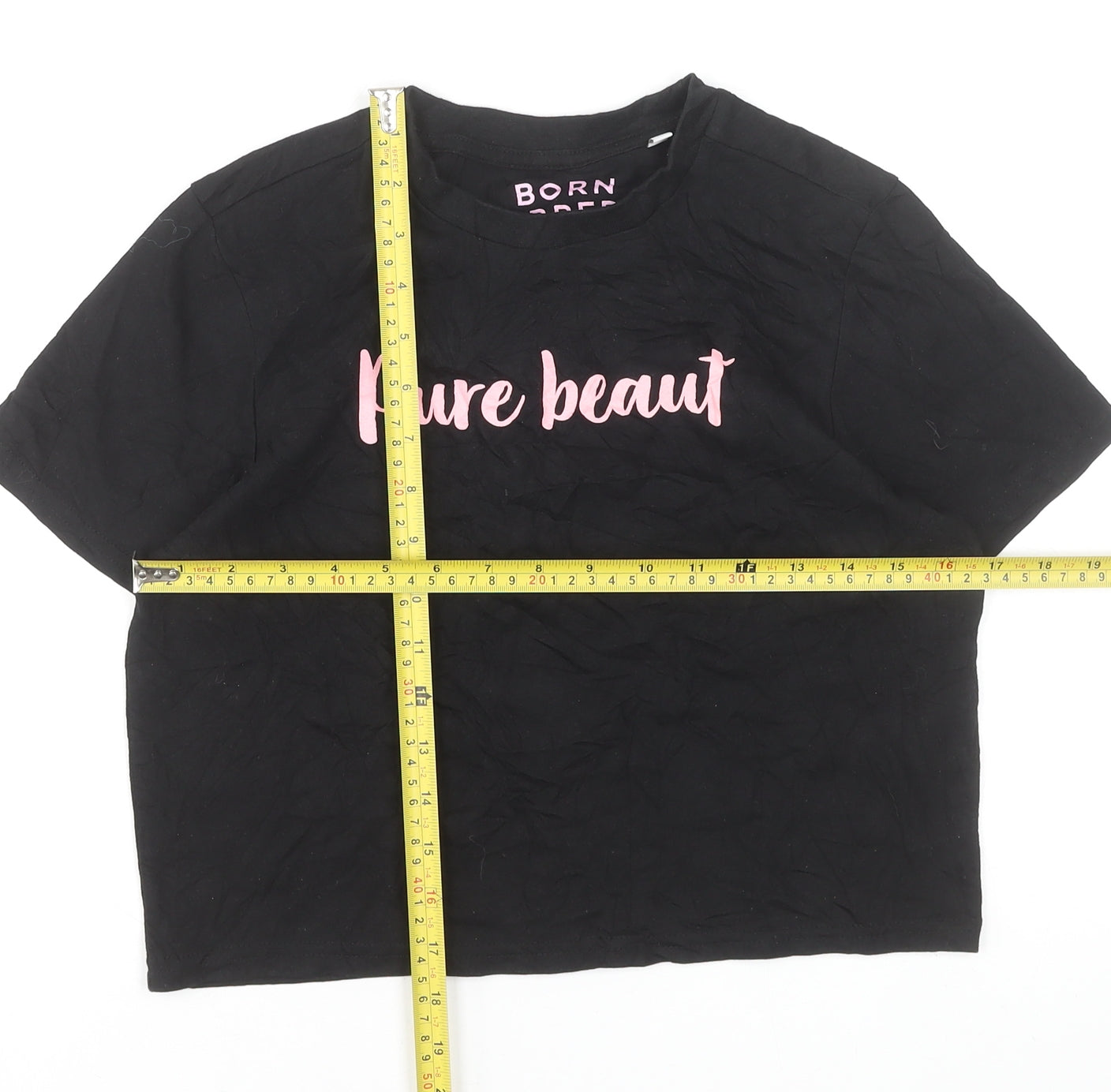 Born & Bred Womens Black Pure Beaut Cropped T-Shirt XS