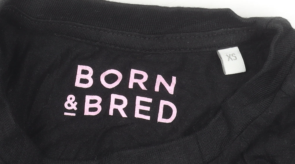 Born & Bred Womens Black Pure Beaut Cropped T-Shirt XS
