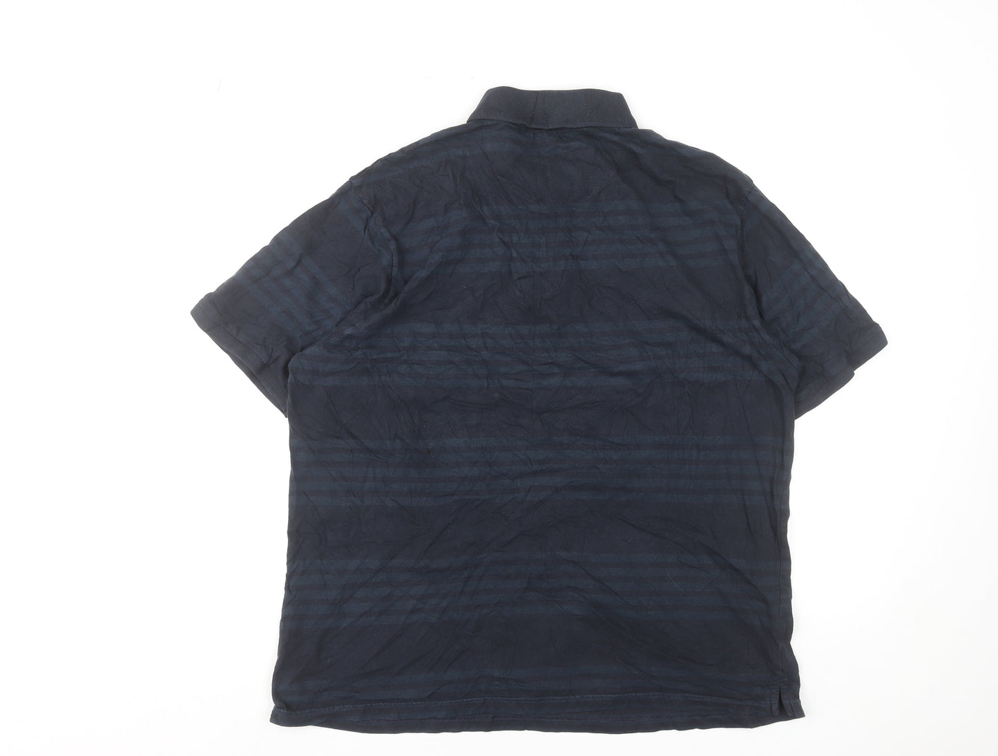 Marks and Spencer Blue Harbour Men's Blue Striped Polo Shirt Size L