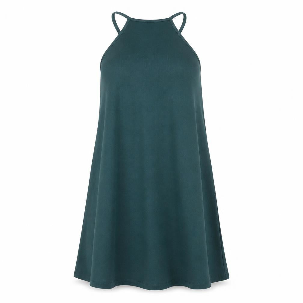 Zara Women Green Halter A-Line Sleeveless Short Dress S