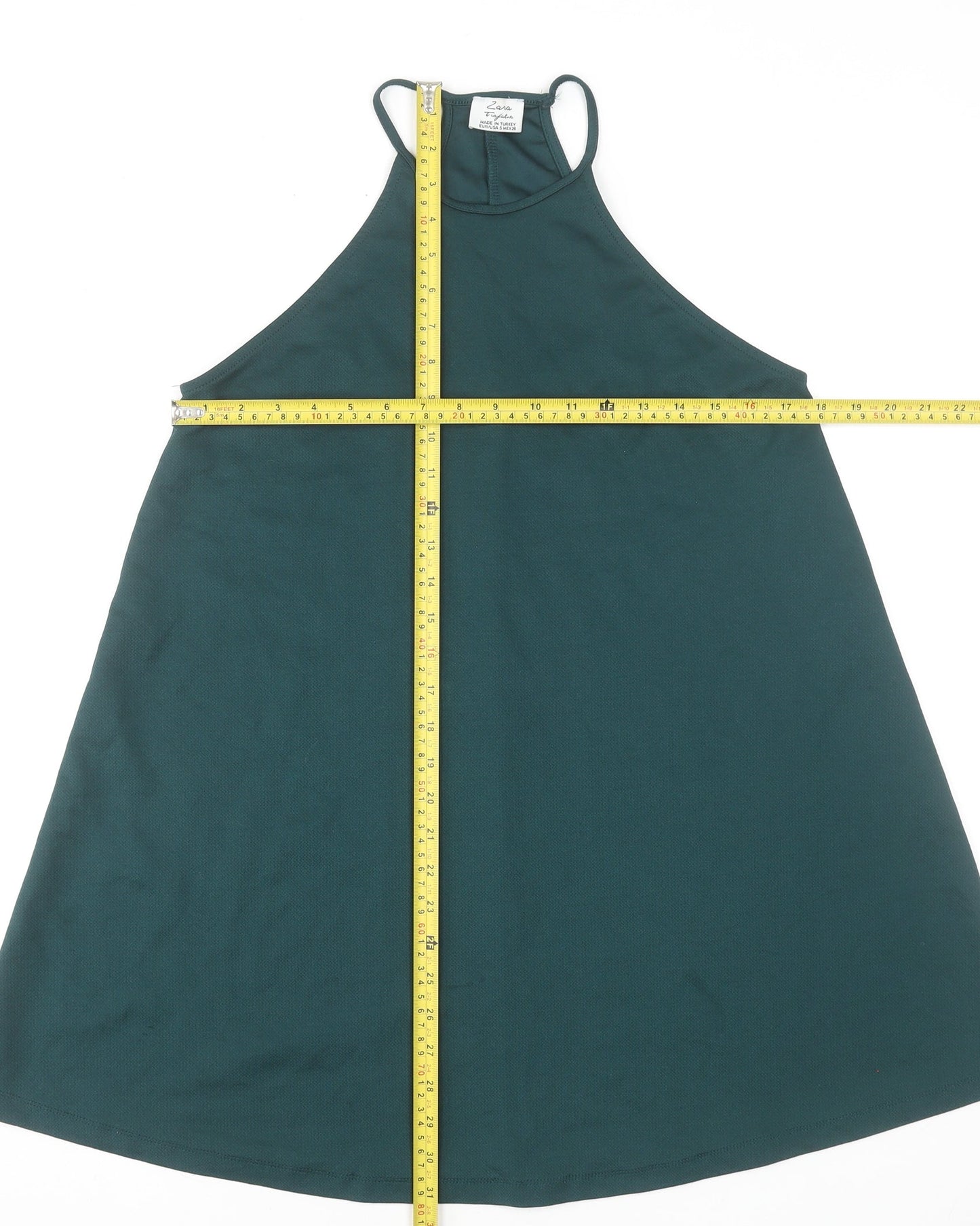 Zara Women Green Halter A-Line Sleeveless Short Dress S
