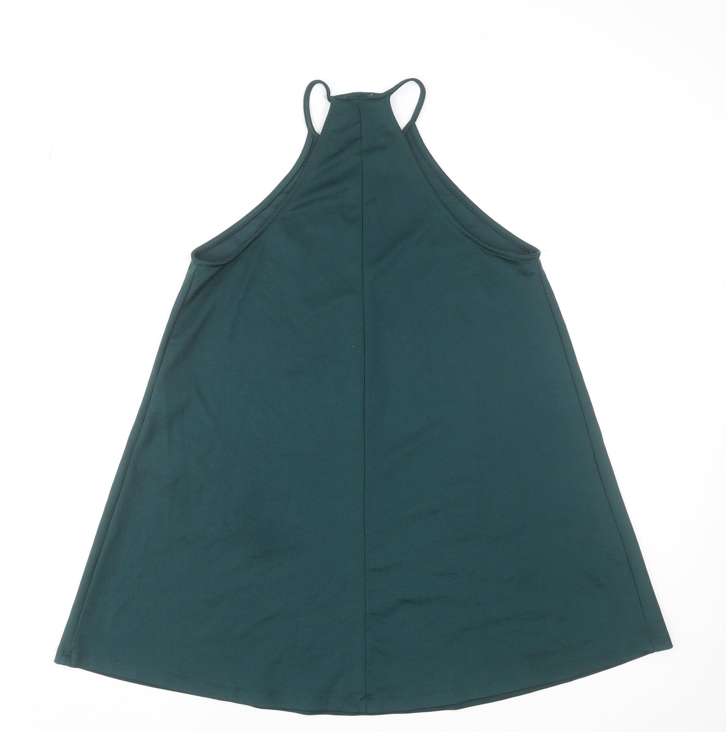 Zara Women Green Halter A-Line Sleeveless Short Dress S