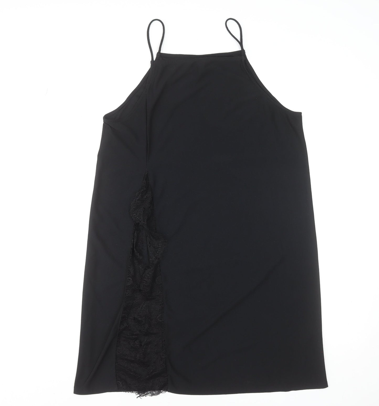 ASOS Women’s Black Size 14 Slip Dress with Lace Detail