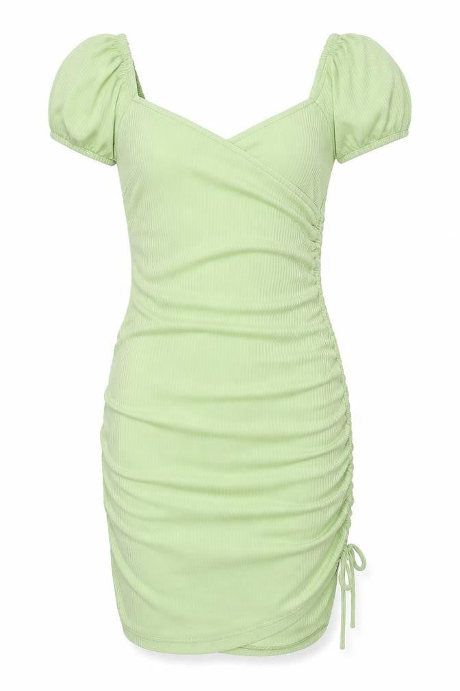 Parallel Lines Women Green Size 6 Bodycon Short Puff Sleeve Dress