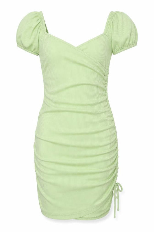 Parallel Lines Women Green Size 6 Bodycon Short Puff Sleeve Dress
