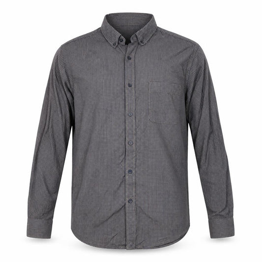 Dunnes Men's Brown Check Long Sleeve Cotton Button-Up Shirt L Regular Fit