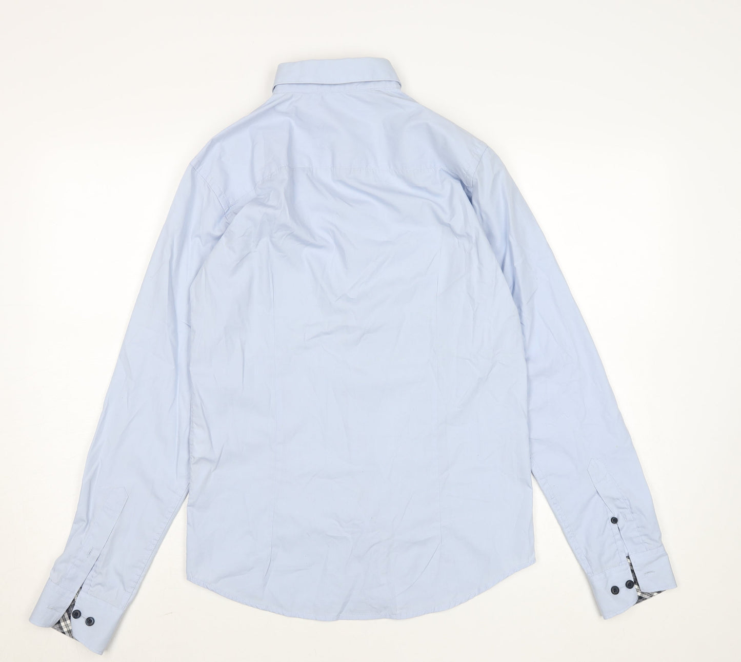 Men’s Blue Button-Down Formal Dress Shirt Size S 38cm Cotton Blend