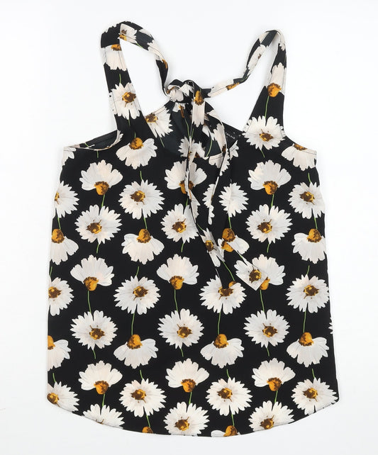 Dorothy Perkins Women Black Floral Halter Camisole Top Size 10