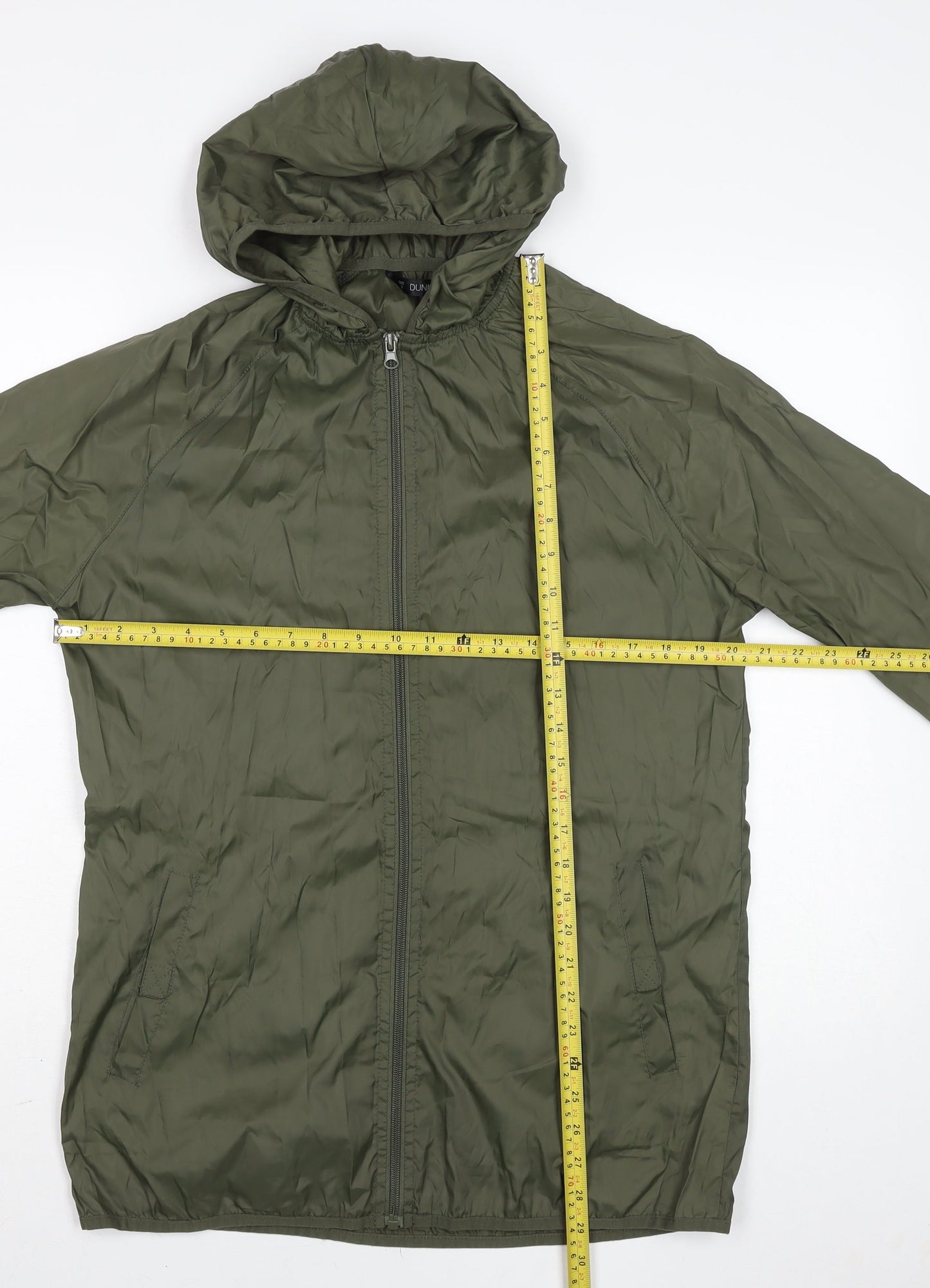 Dunnes Men’s Green Lightweight Hooded Windbreaker Jacket Size S