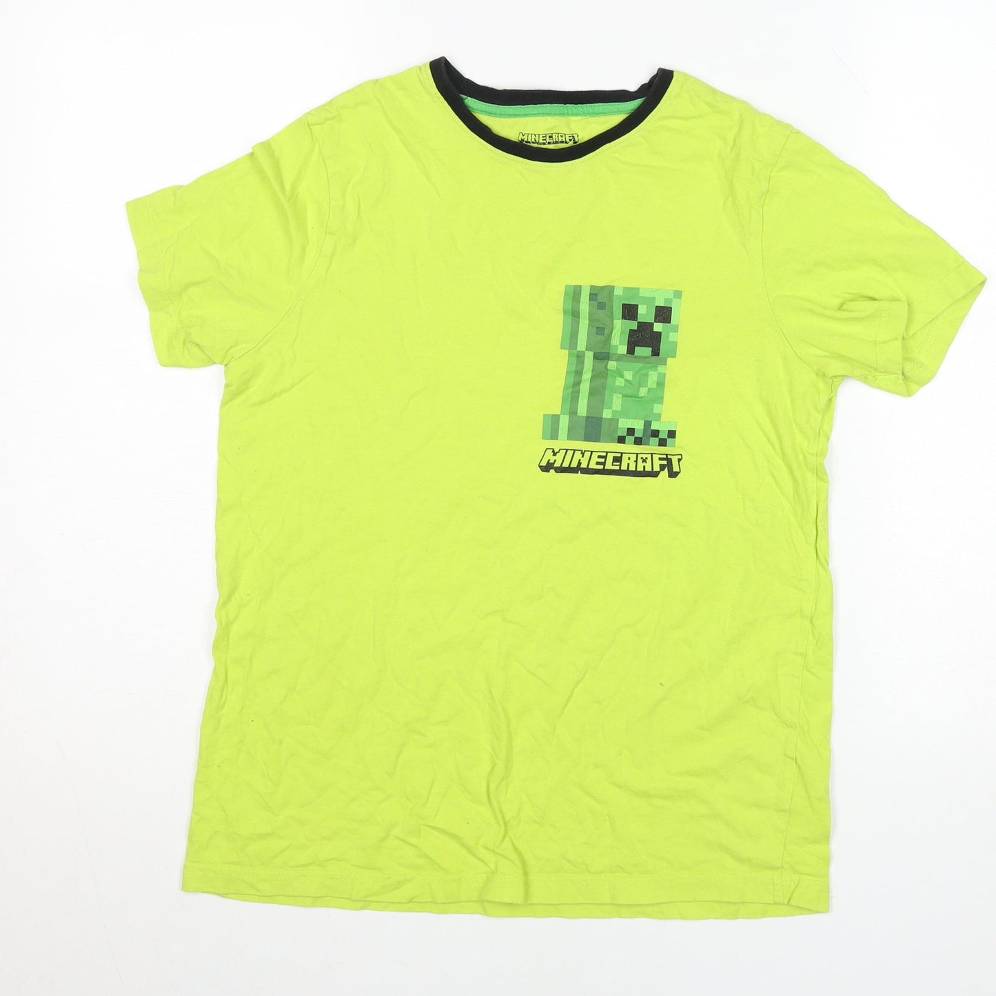 Minecraft Boys Green Creeper T-Shirt 13-14 Years Short Sleeve Cotton