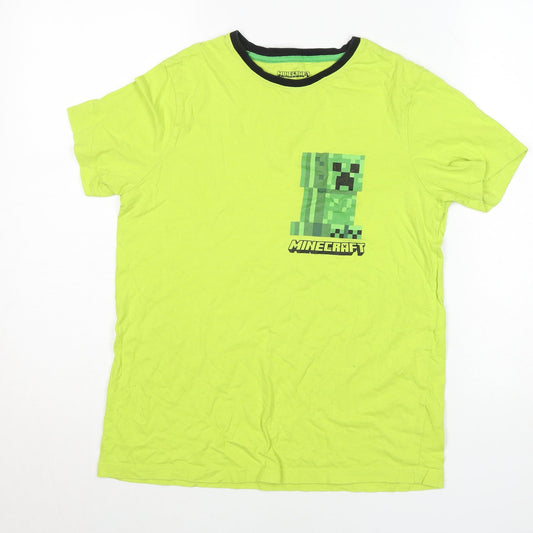 Minecraft Boys Green Creeper T-Shirt 13-14 Years Short Sleeve Cotton
