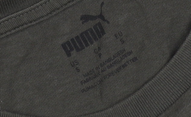 Puma Men's Green Cotton Graphic Logo Regular Fit T-Shirt Size S