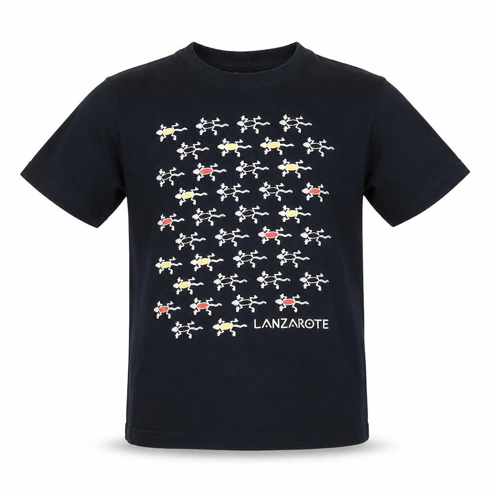 Lanzatextil Boys Black Lanzarote Graphic Short Sleeve Cotton T-Shirt Size 6
