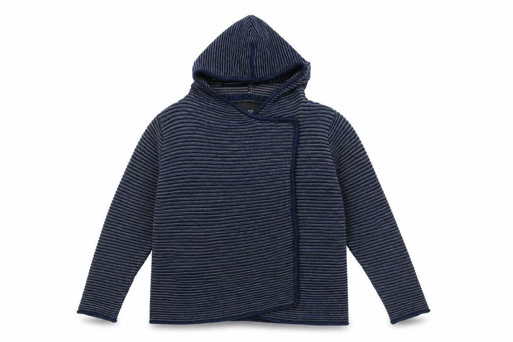 Cecil Women's Blue Striped Hooded Pullover Jumper Size S