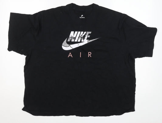 Nike Womens Black XL Loose Fit Air Logo Cotton T-Shirt