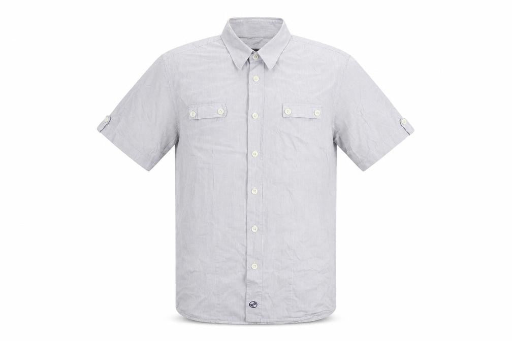 Peter Werth Men's Blue Striped Short Sleeve Button-Up Shirt L
