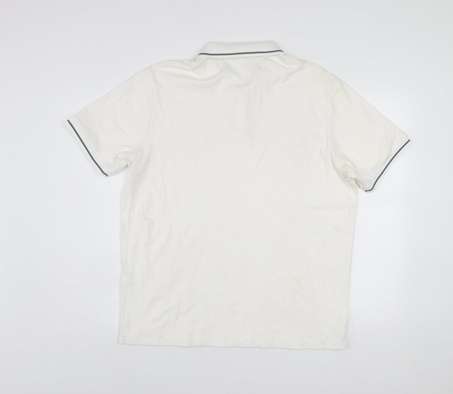 Zara Men's White XL Cotton Short Sleeve Polo Shirt