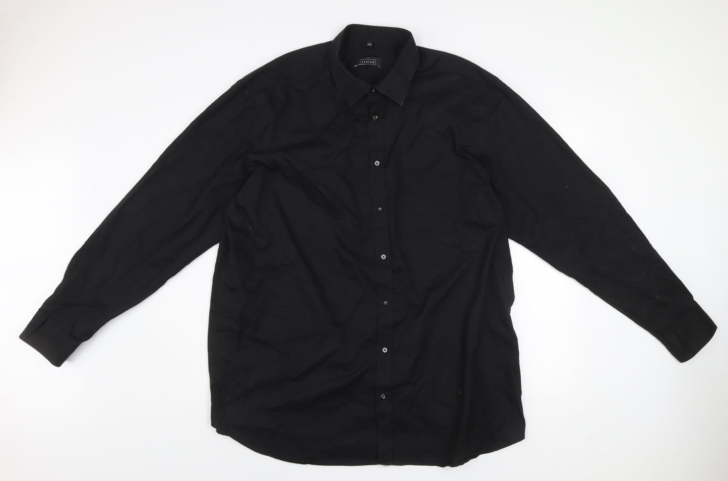 FENIKS Men's Black Long Sleeve Cotton Button-Up Shirt Size 47