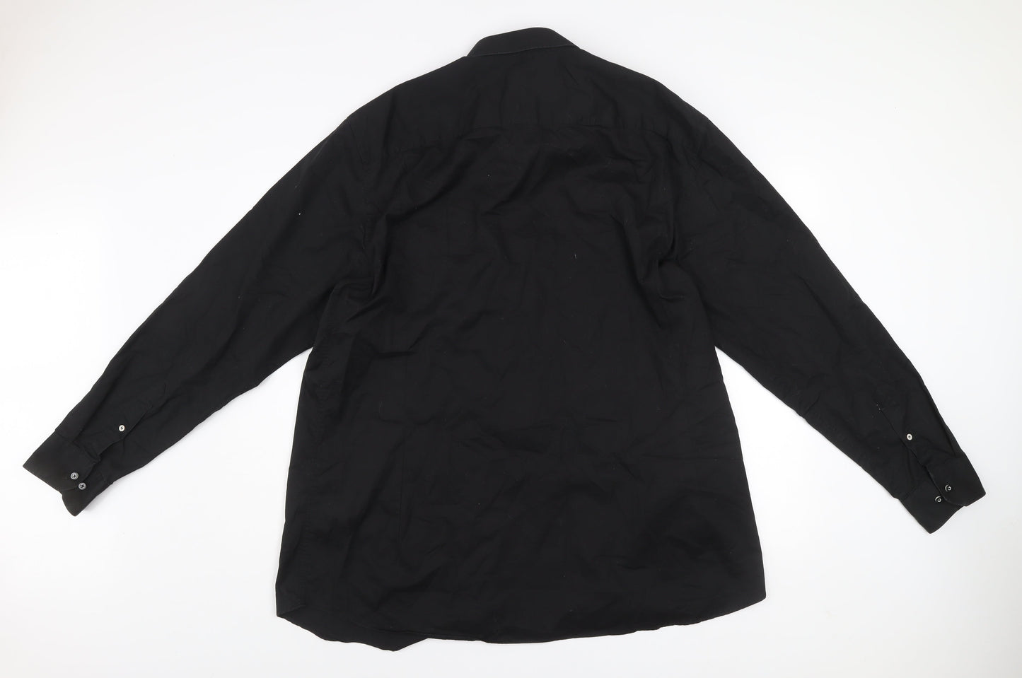 FENIKS Men's Black Long Sleeve Cotton Button-Up Shirt Size 47
