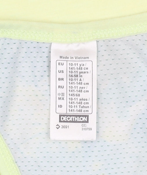 Decathlon Girls Yellow Tank Top 10-11 Years Lightweight Sports Vest