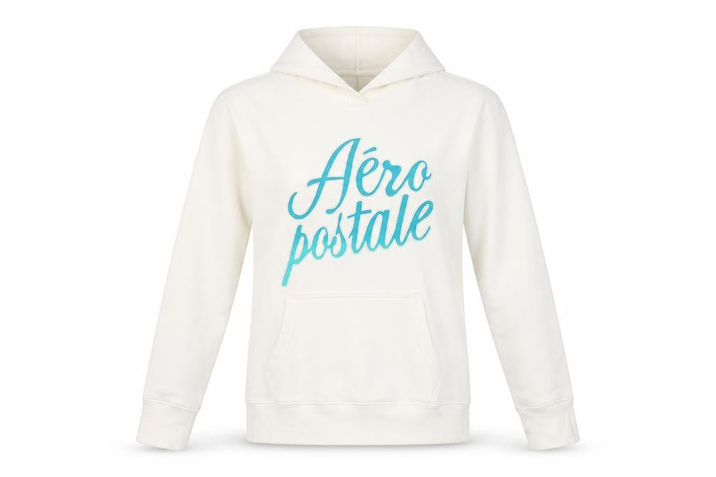 Aeropostale Womens White Pullover Hoodie Medium Cotton Blend