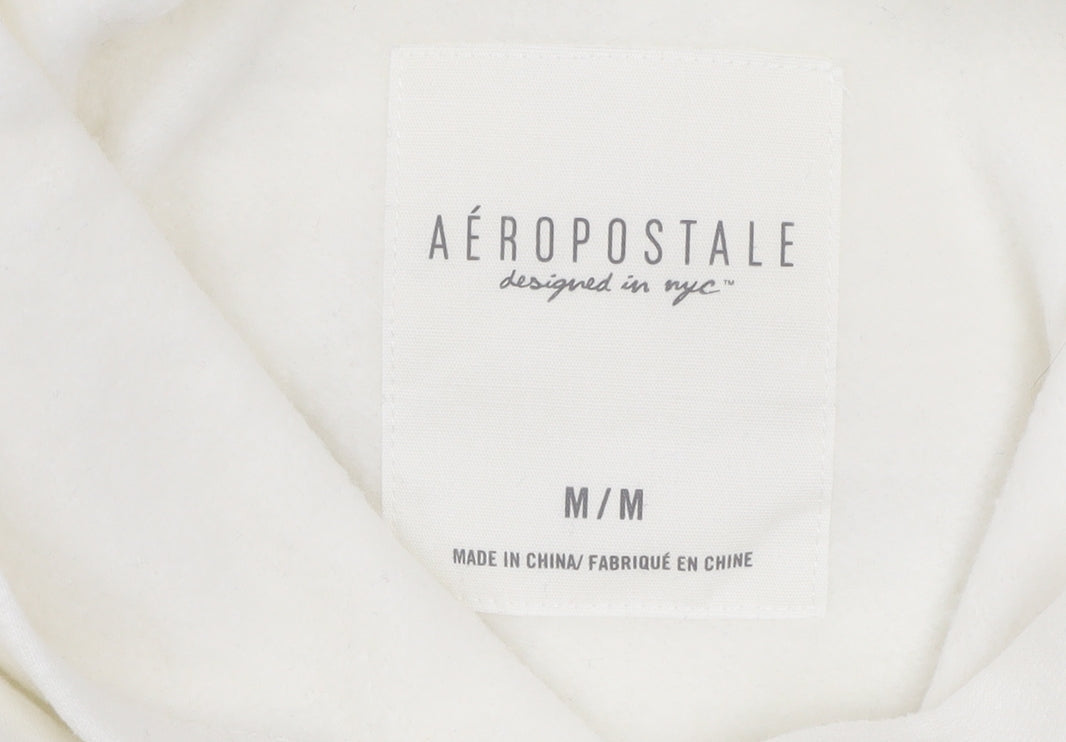 Aeropostale Womens White Pullover Hoodie Medium Cotton Blend