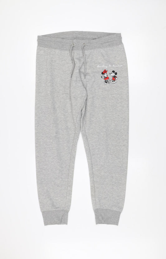 Disney Womens Grey Jogger Sweatpants Size 12-14 Mickey & Minnie Character