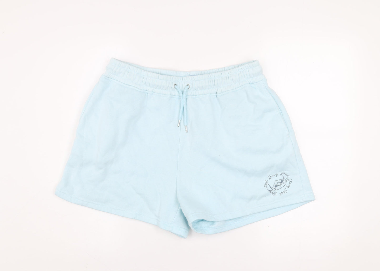 Disney Women Blue L Sweat Shorts Regular Fit Lightweight Activewear