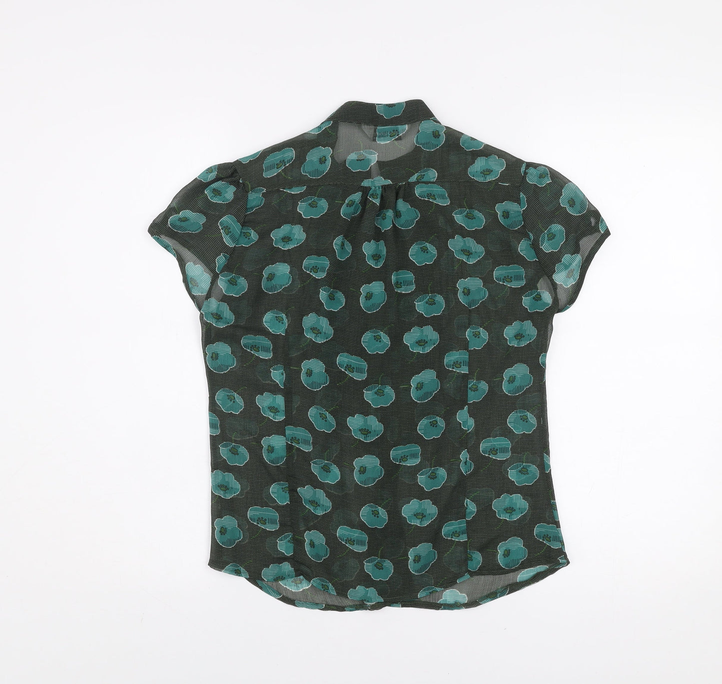 Atmosphere Women Green Floral Ruffle Chiffon Blouse Size 12