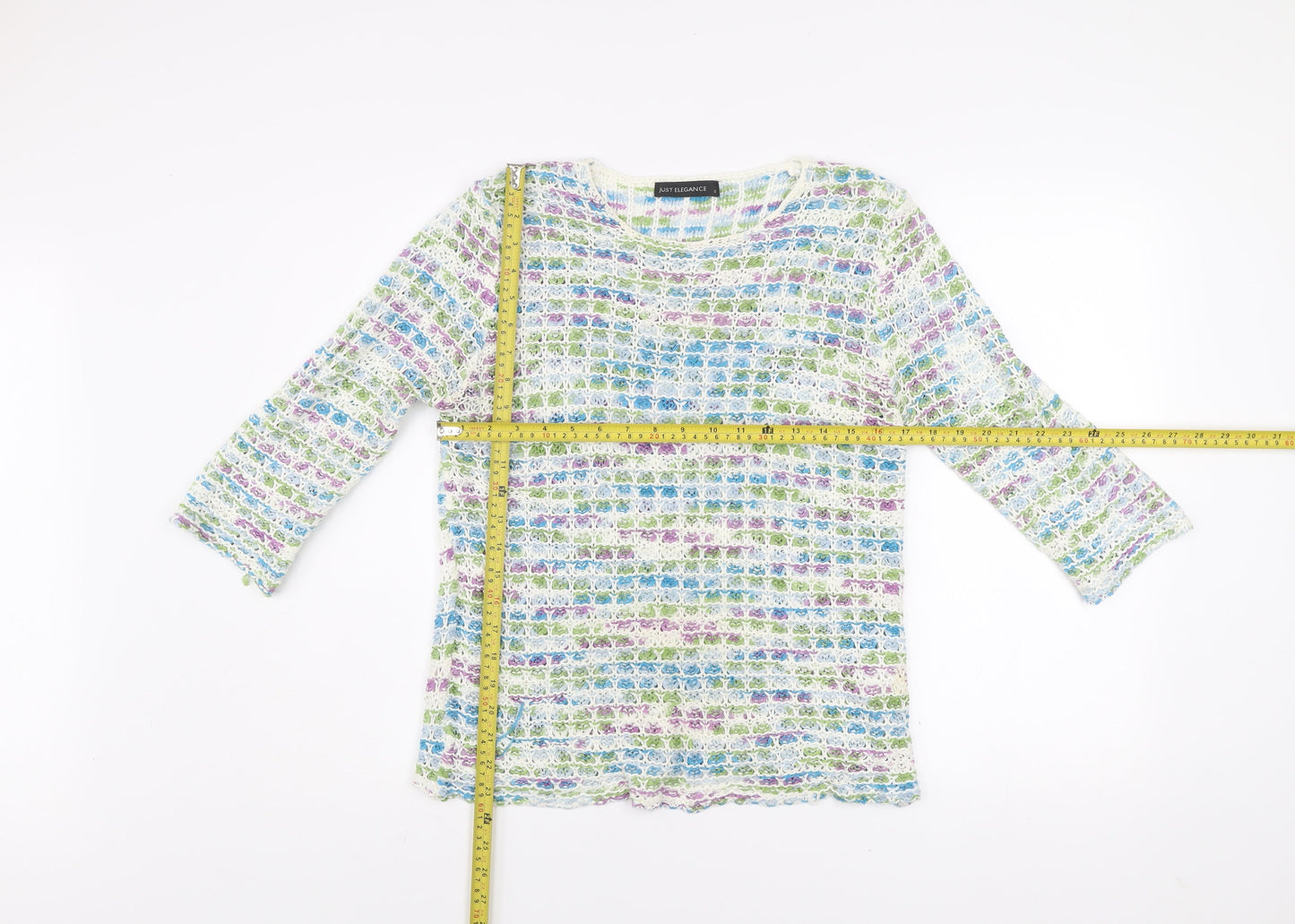Just Elegance Women’s Multicoloured Open-Knit Pullover Jumper S