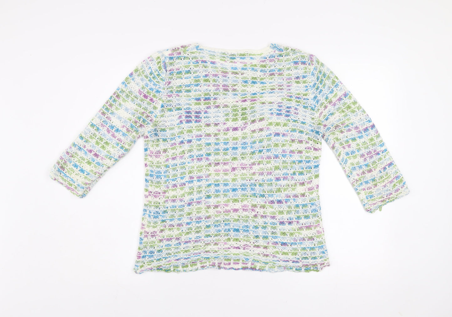 Just Elegance Women’s Multicoloured Open-Knit Pullover Jumper S