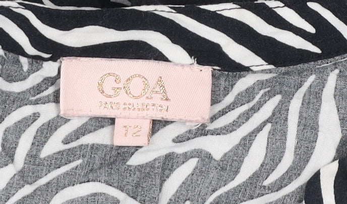 GOA Women’s Black Zebra Print Midi A-Line Dress Size M