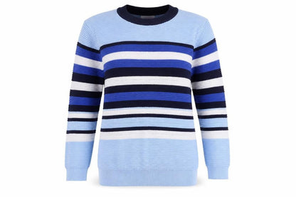 Savida Women's Blue Striped Crew Neck Pullover Jumper Size 12