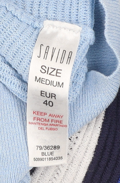 Savida Women's Blue Striped Crew Neck Pullover Jumper Size 12