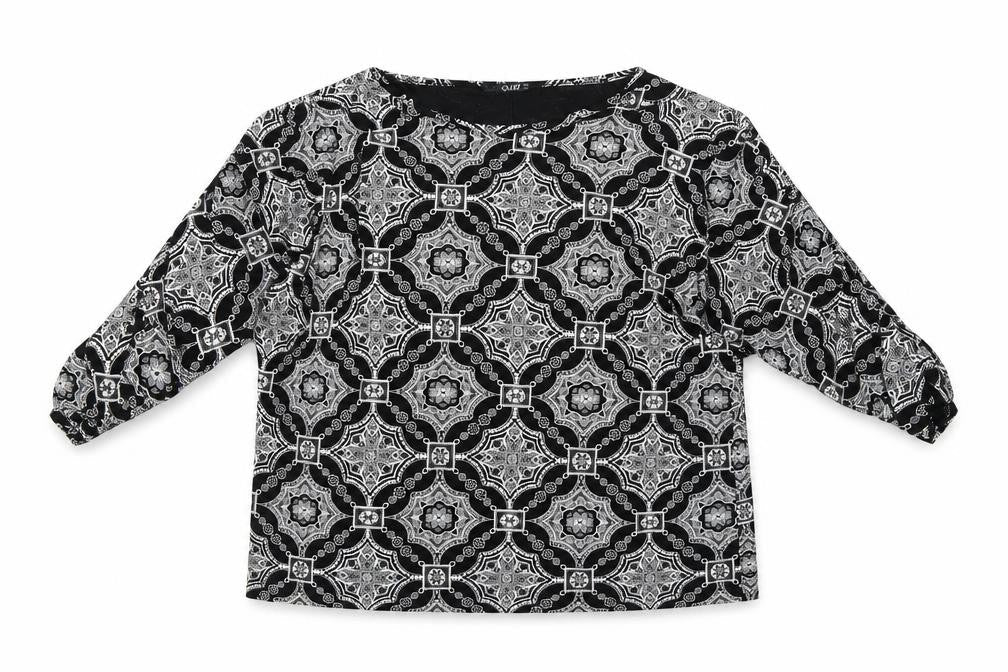 QUIZ Women's Black White Geometric Tunic Blouse Size 16