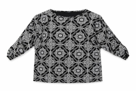 QUIZ Women's Black White Geometric Tunic Blouse Size 16