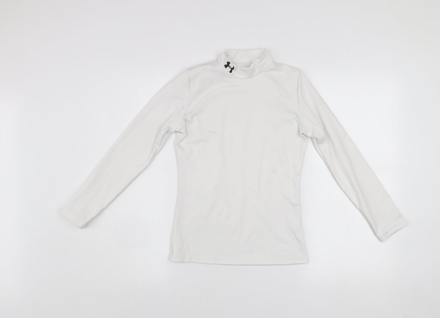 Under Armour Boys White Long Sleeve Mock Neck ColdGear Top L
