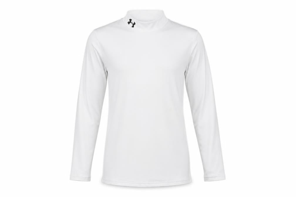 Under Armour Boys White Long Sleeve Mock Neck ColdGear Top L
