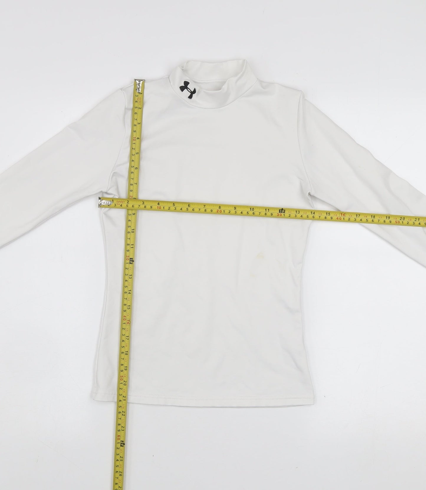 Under Armour Boys White Long Sleeve Mock Neck ColdGear Top L
