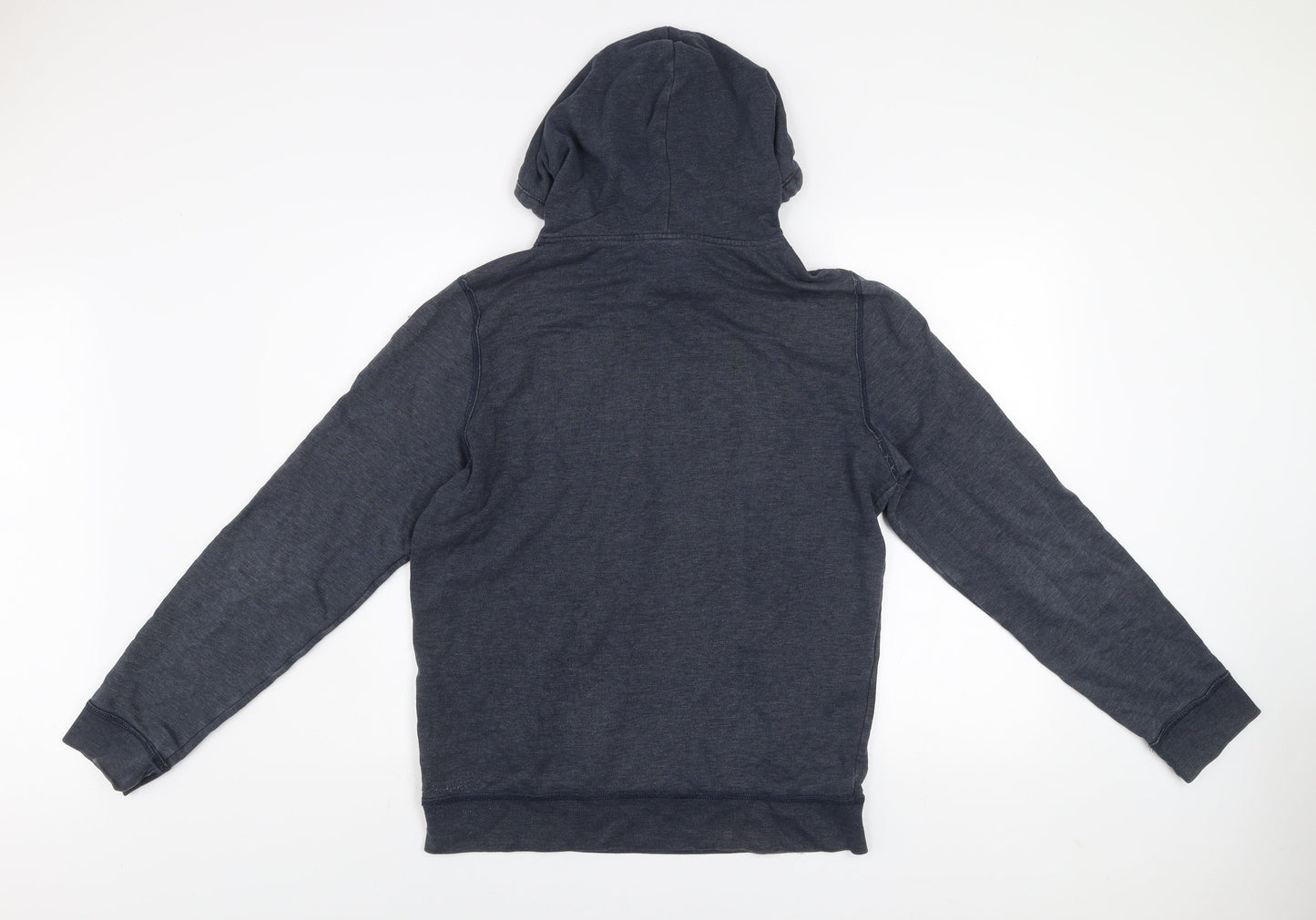 Hollister Men Blue Pullover Hoodie M Logo Graphic Cotton Blend