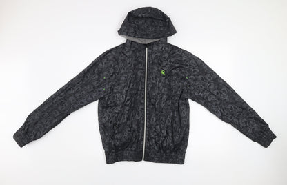 Rebel Boys Black Skull Print Hooded Windbreaker Jacket 12 Years