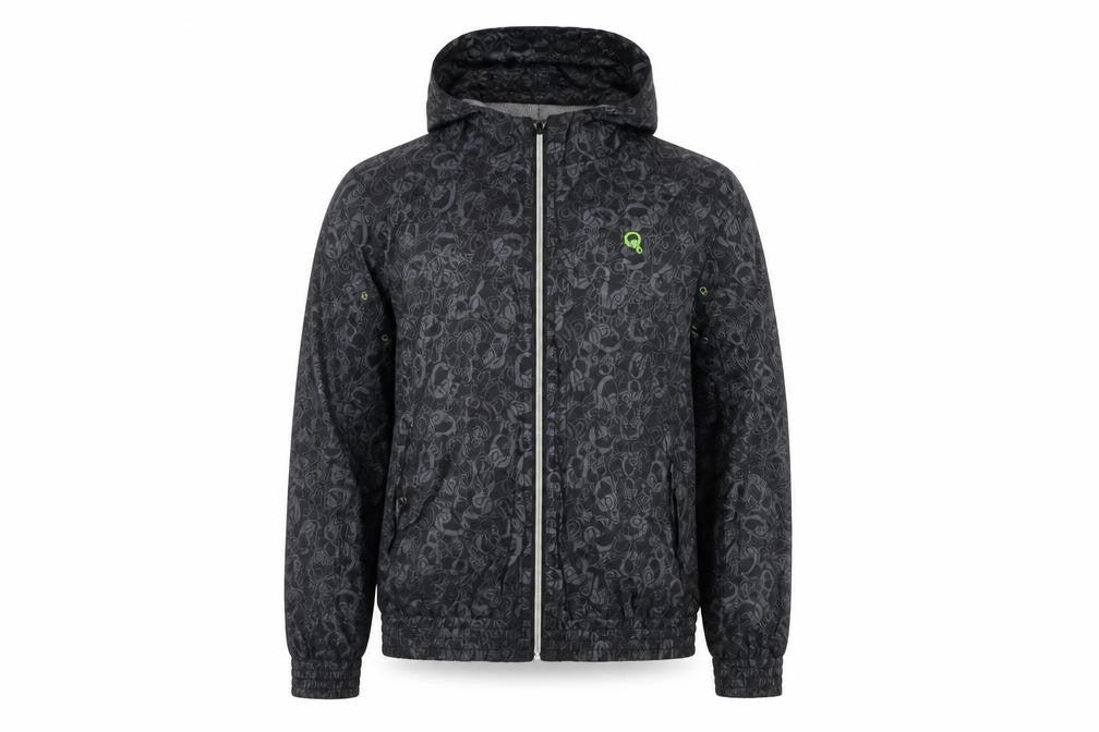 Rebel Boys Black Skull Print Hooded Windbreaker Jacket 12 Years