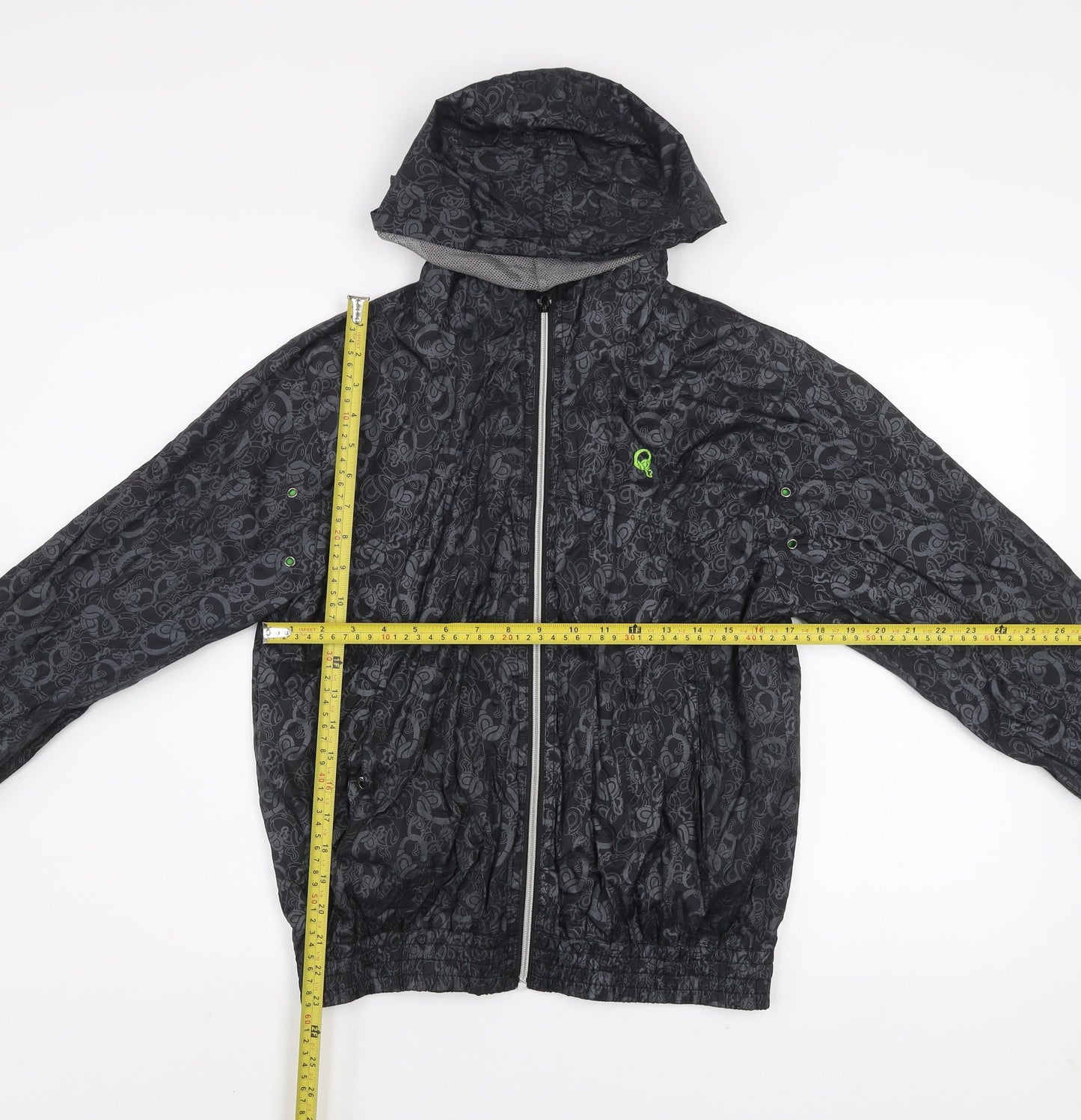 Rebel Boys Black Skull Print Hooded Windbreaker Jacket 12 Years