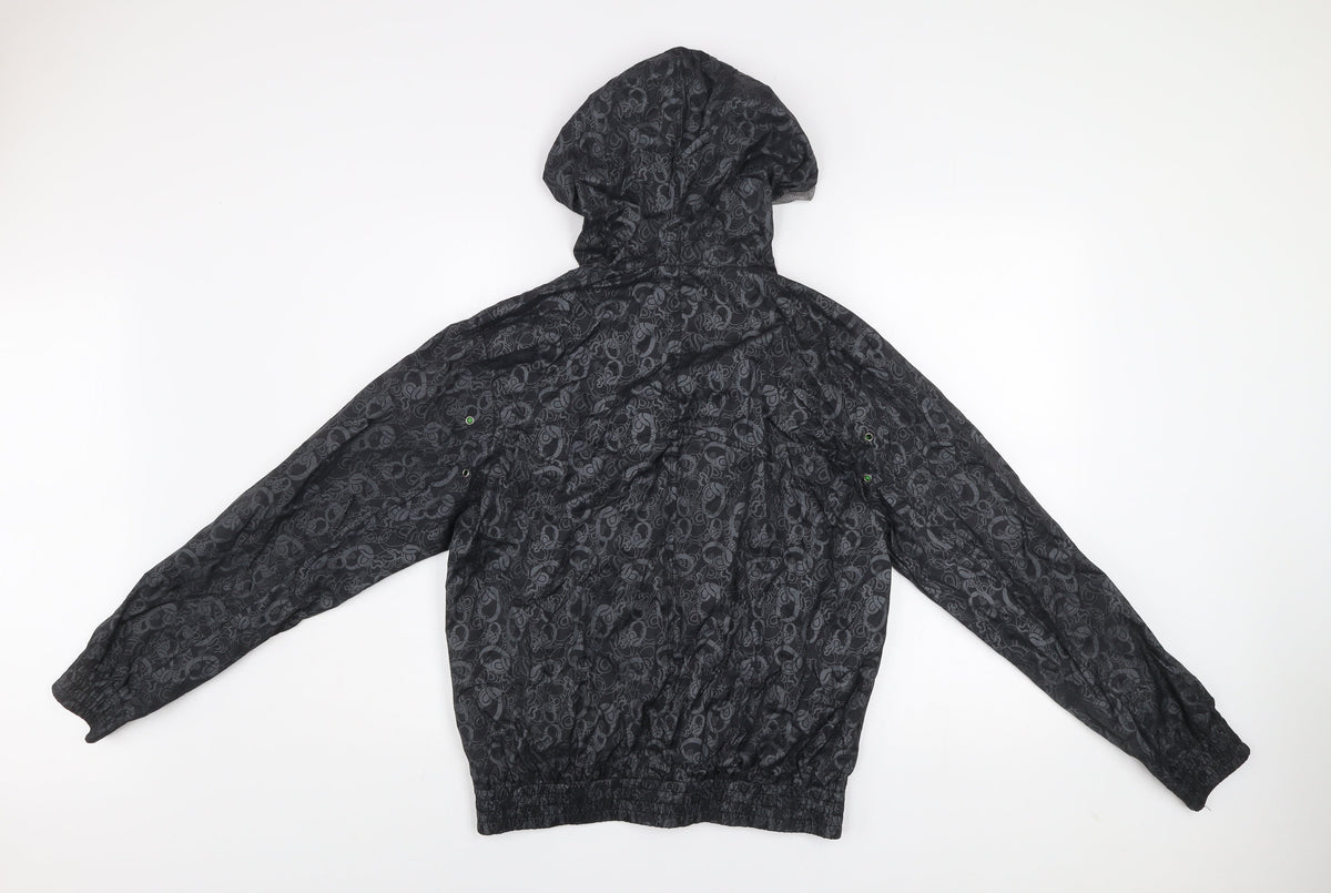 Rebel Boys Black Skull Print Hooded Windbreaker Jacket 12 Years