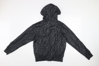 Rebel Boys Black Skull Print Hooded Windbreaker Jacket 12 Years
